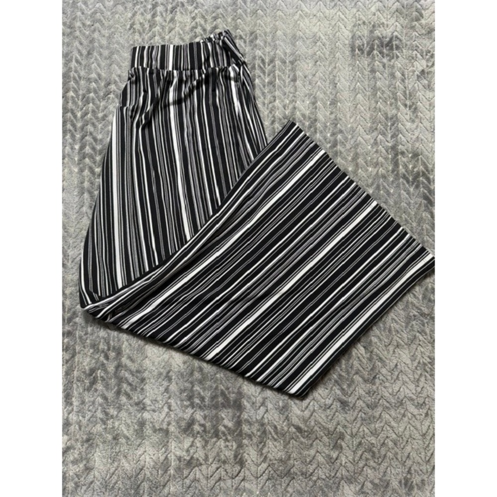 EST 1946 Womens Black White Striped Wide Leg Palazzo Pants Size L 0668